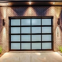 Porta de garagem bi-dobrada de aço de painel claro de alumínio automático moderno