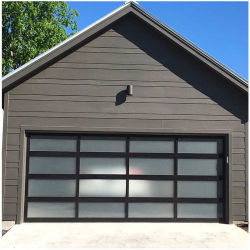 Full Vision Customizado Morden Isolado Automático Overhead Alumínio Liga Automática Porta de Garagem Preta Para Casa